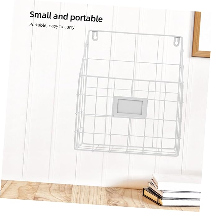 Cabilock Versatile Wall Magazine Rack Metal Wire Basket Magazine Holder Wall-mounted Bookshelf Iron Book Organizer Mail Organ