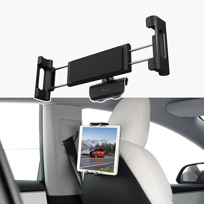 TPARTS Backseat Headrest Tablet Mount Holder for Tesla Model Y & Model 3 All Years (Highland & Juniper Compatible), Fits iPad(Including 12.9" iPad Pro) and Smart Phones Over 4.7"
