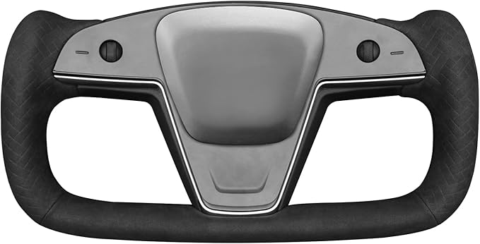 MEWANT Hand Stitched Tesla Model S Yoke Real Leather Steering Wheel Cover Wrap for Tesla Model S 2021-2023 / Model X 2021-2023 Tesla Yoke Steering Wheel Accessories