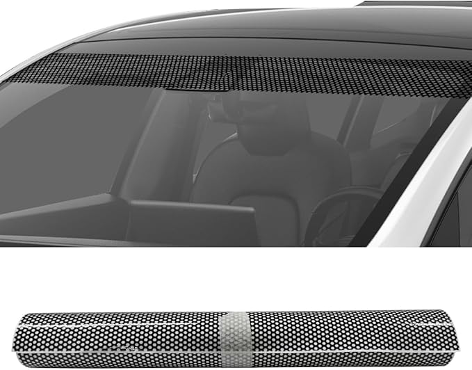 YoRise Car Windshield Banner Sticker Decal, Waterproof Vinyl Auto Front Window Tint Strip, Universal Vehicle Exterior Windscreen Sun Visor Decoration Sticker for Trucks, SUVs, Cars(Honeycomb)