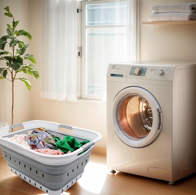 SAMMART 42L (11 gallon) Collapsible Plastic Laundry Basket - Foldable Pop Up Storage Container/Organizer - Space Saving Hampe