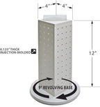 Azar Displays 700220-WHT-2W16 Four-Sided 4”W x 12” Revolving Pegboard Tower Kit Counter Display with 16-Pack of 2 inch Lockin
