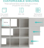 Best Choice Products Kids Bookcase 9-Cube Storage Organizer, 13.5in Shelf Opening, Bookshelf, Toy Storage, Customizable w/ 3 