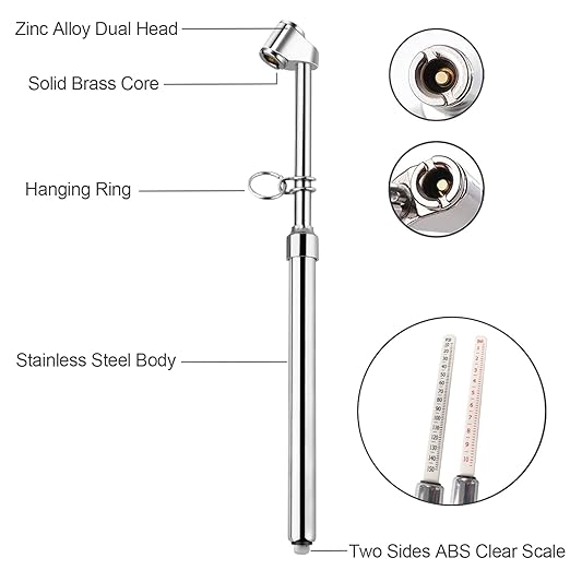 ATsafepro Semi Truck Tire Pressure Gauge, Heavy Duty Tire Gauge Range to 150PSI/10Bar,Dual Head Air Pressure Gauge for RV, Semi, Truck,SUV and Car