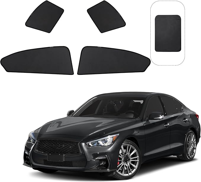 Front Side Half Window Shade Foldable Custom Fit for Infiniti Q50 2015-2019 Car Window Shades for Side Window Sun Shade UV Protection Heat Insulation for Camping Sleeping 4PCS