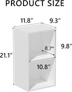 2 Cube Storage Organizer,Wooden 2-Tier Open Shelf Bookshelf,Versatile Storage Cubes for Living Room，Bedroom,Home Office, (Whi