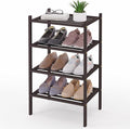 Smiry Small Bamboo Shoe Rack 4-Tier, Stackable Wooden Shoe Organizer for Entryway & Closet, Free Standing Wood Shoe Storage S