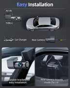 4K Dash Cam Front and Rear, 64GB SD Card, 1.5” IPS Display Car Camera, 5Ghz WiFi+App Control, Night Vision, 24H Parking Mode,
