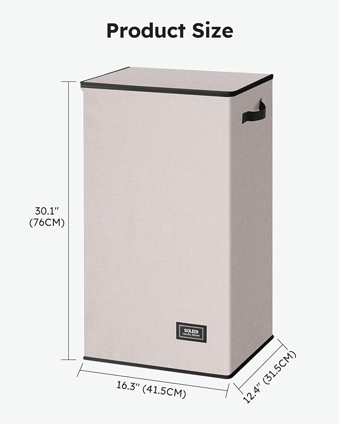 SOLEDI Laundry Hamper with Lid 100L Large & Tall Collapsible Laundry Basket, Clothes Hamper with Bag Removable Easy to Carry,