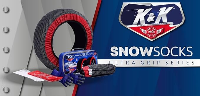 K&K Auto Snow Socks for Tires – Pro Series for Ultimate Grip Approved Snow Chain Alternative Traction Device – Tire Sock for 