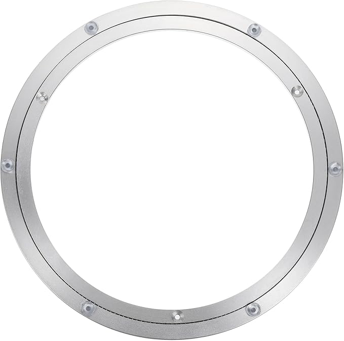 uxcell Aluminium Lazy Susan Turntable Bearing, 12 inch Round Rotating Bearing Turntable Base for Kitchen Dining Table（Base On
