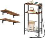 HOOBRO Floating Shelves and Console Table Bundle, 15.4" Wall Mounted Shelves Set of 2, 15.7" Narrow Entryway Table with Charg