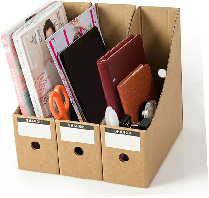 4pcs Lightweight Paper File Storage Boxes Desktop Document Organizers Bookcase Folder Holders for Office Desk Practical Stora