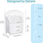 Vtopmart 3-Tier Skincare Makeup Organizer with Drawers and Lid for Vanity and Bathroom Countertop, Large Cosmetic Storage Box