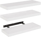 AMADA HOMEFURNISHING Floating Shelves, Wall Shelves for Bathroom/Living Room/Bedroom/Kitchen Decor, White Shelves with Invisi