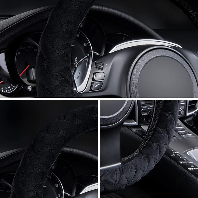 Flying Banner car Steering Wheel Cover Soft Velvet Warm Universal Size 15 inches SUV Truck Anti Slip Odorless Summer Winter (