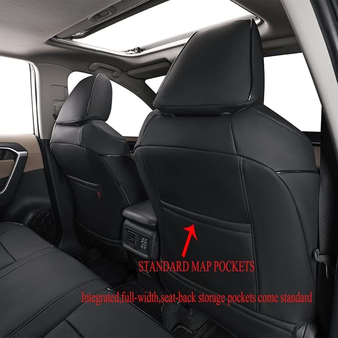 EKR Rav4 Seat Covers Custom Fit for Toyota RAV4 Adventure,TRD-Off Road 2019 2020 2021 2022 2023 2024, Leather Car Seat Cover 