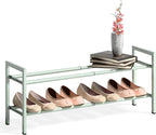 Bumusty 2-Tier Expandable Shoe Rack for Closet, 18“-33” Adjustable Shoe Rack for Small Space, Small Shoe Organizer for Front 