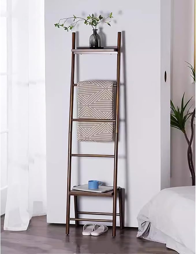 Blanket Ladder, Decorative Bamboo Rack Stand for Quilt and Towel Display, 65 Inch for Living Room and Bathroom