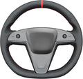 MEWANT Hand Stitched Tesla Model S(O-Shaped) Steering Wheel Cover Wrap for Tesla Model S 2021-2023 / Model X 2021-2023 Steering Wheel Accessories