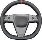 MEWANT Hand Stitched Tesla Model S(O-Shaped) Steering Wheel Cover Wrap for Tesla Model S 2021-2023 / Model X 2021-2023 Steering Wheel Accessories