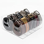 Belt Organizer 2pack,Acrylic Belt Organizer for Closet with Removable Dividers - 5 Compartments & Handles Drawer organization