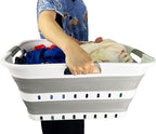 SAMMART 42L (11 gallon) Collapsible Plastic Laundry Basket - Foldable Pop Up Storage Container/Organizer - Space Saving Hampe