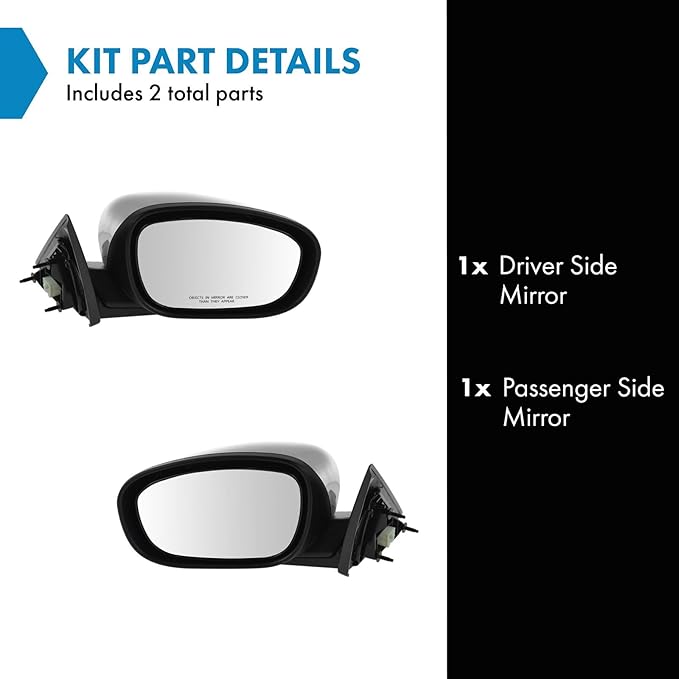 TRQ 2 Piece Driver and Passenger Side Mirror Assembly Set Electric Adjustment Heated No Memory Chrome Compatible with 2005-20