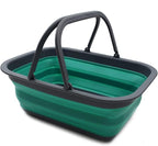 SAMMART SAMMART 9.2L (2.37Gallon) Collapsible Tub with Handle - Portable Outdoor Picnic Basket/Crater - Foldable Shopping Bag - Space Saving Storage Container (1, Turquoise Blue)