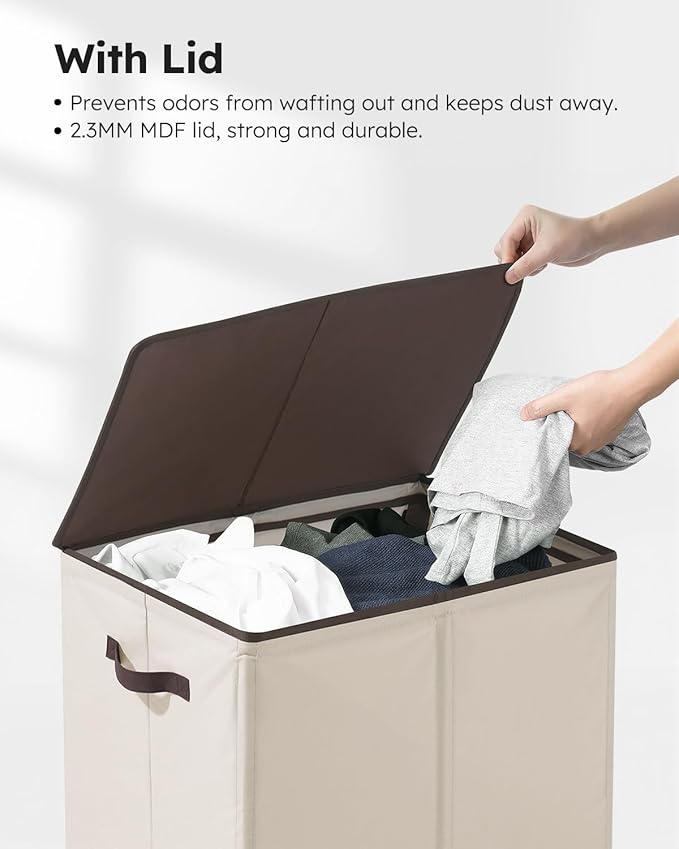 SOLEDI Laundry Hamper with Lid 130L Large & Tall Collapsible Laundry Basket, Clothes Hamper with Bag Removable Easy to Carry,