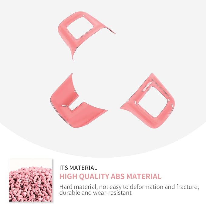 Linskip Steering Wheel Trim Compatible with Dodge Journey 2013-2023 & Challenger/Charger/Durango/Dart 2009-2014, Challenger Steering Wheel Cover, Challenger Interior Accessories 3Pcs(Pink)