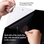 KESPEN Total Blackout Window Film Privacy Static Cling, 100% Light Blocking Anti-UV Room Darkening Glass Tint, Heat Control Reusable Door Cover for Day Sleeping with Grid Line,35.4 Inch X 6.5 Feet