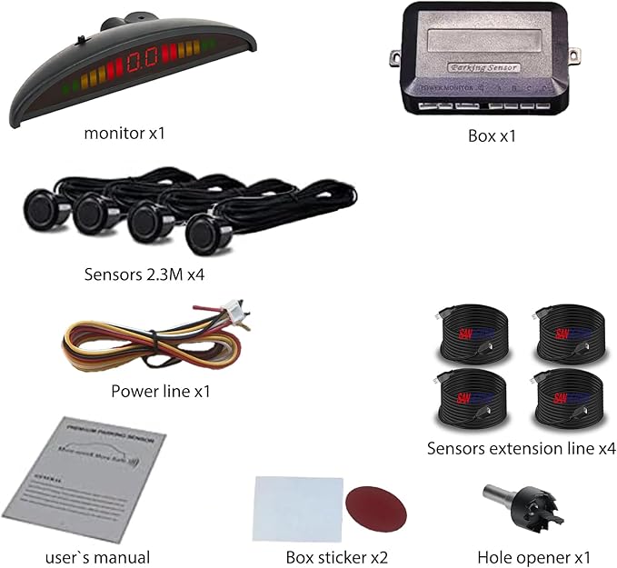 Parking Sensor Kit Backup Sensor Kit Reverse Sensor for Car 18 Color Options for Probes Adjustable Alarm Volume Professional 
