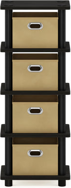 Furinno LACi 4-Bins System Rack, 11.3(W) x 28.8(H) Inch, Espresso/Black