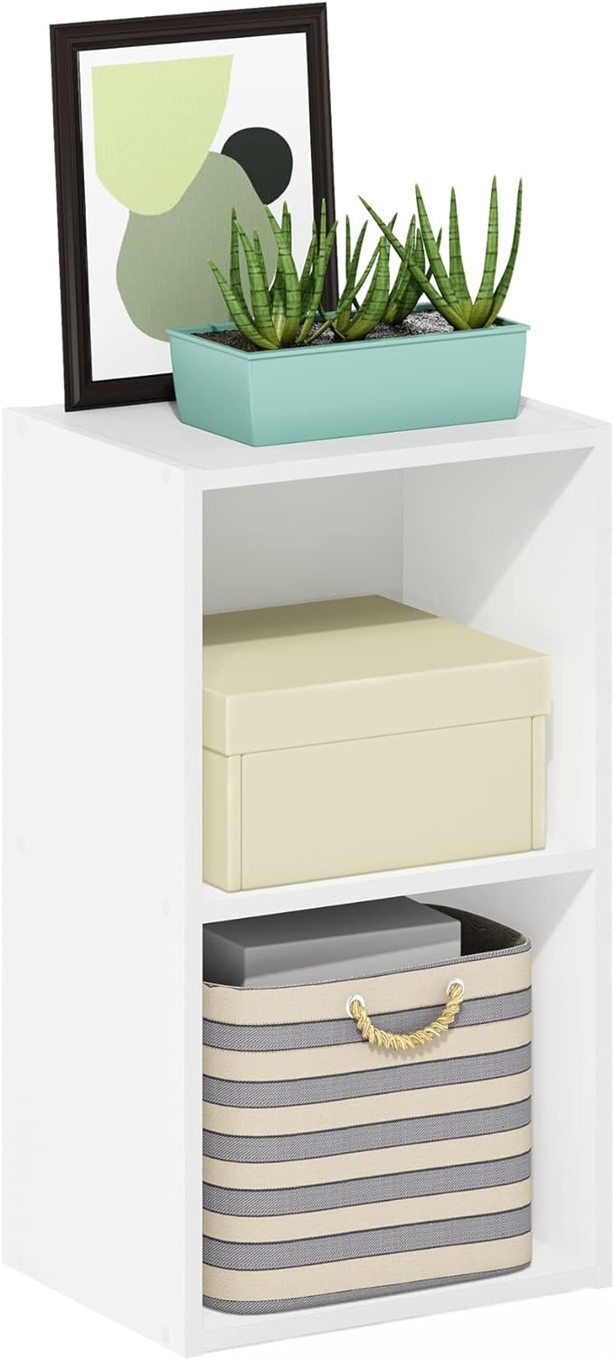 Furinno PASIR Book Shelf, 2-Tier Modern Bookshelf, Open Shelves Bookcase 9 x 12 x 21, Easy Assembly, for Living Room, Bedroom
