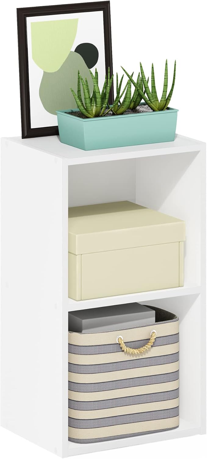 Furinno PASIR Book Shelf, 2-Tier Modern Bookshelf, Open Shelves Cube Bookcase, 9 x 12 x 21, Easy Assembly, Closed Back, for L