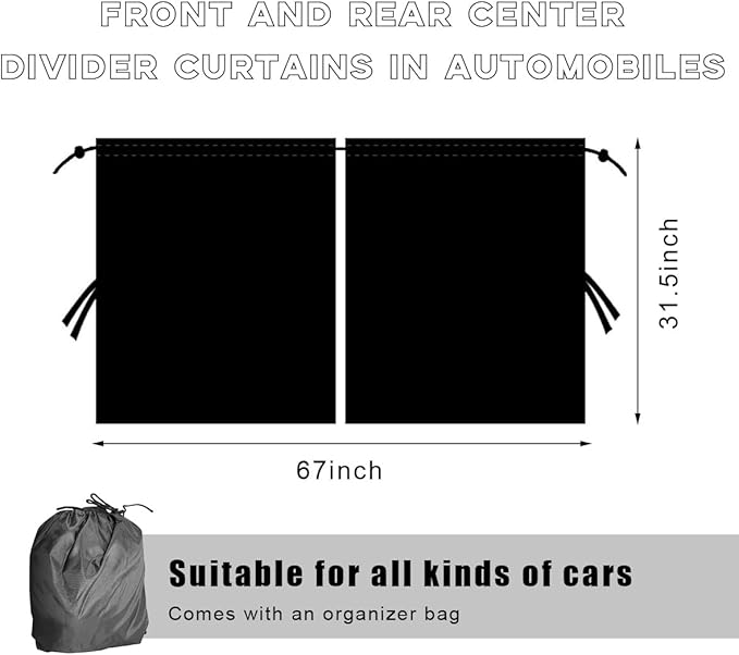 Car Divider Curtain, Automotive Privacy Blackout Divider Curtain for Sleeping & Camping, Removable Vehicle Sunshade Screen Blocks Heat, UV Rays, Universal Car Accessories