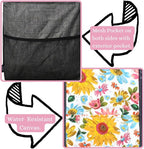 NGIL Extra Large Utility Tote Reusable Grocery Bag Oversized Collapsible for Groceries, Storage, Picnic, Beach (Petal Parade- Navy)