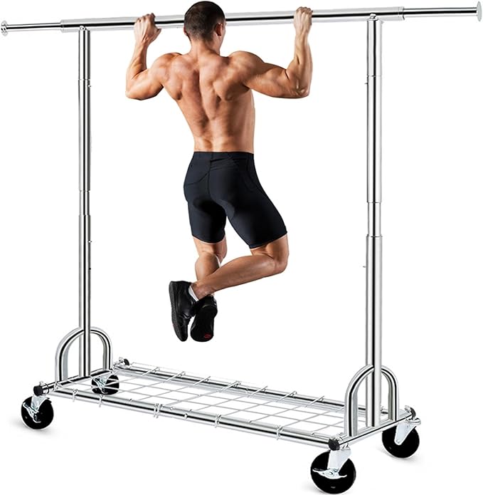 HOKEEPER Clothing Garment Rack Capacity 525LBS Clothing Racks on Wheels Rolling Clothes Rack for Hanging Clothes Heavy Duty C