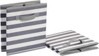 Amazon Basics Cube Organizer Storage Bins Handles, Collapsible Fabric, Pack of 6, 10.5"x10.5"x11", White/ Light Grey Stripe