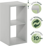 Furinno Cubicle Open Back Decorative Cube Storage Organizer, 2, Light Grey