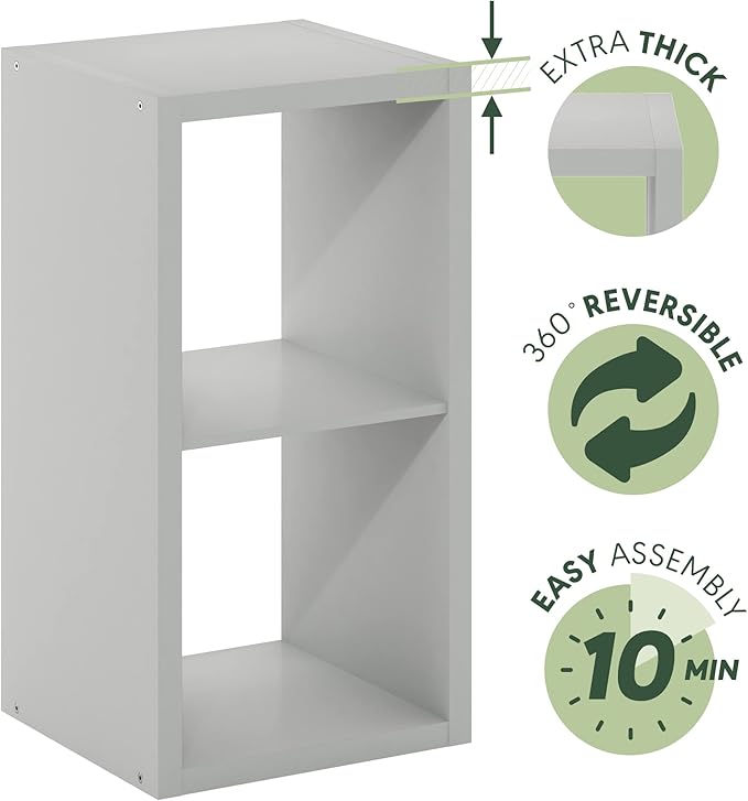 Furinno Cubicle Open Back Decorative Cube Storage Organizer, 2, Light Grey