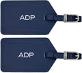 Personalized Monogrammed Leather Luggage Tags - 2 Pack