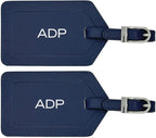 Personalized Monogrammed Leather Luggage Tags - 2 Pack