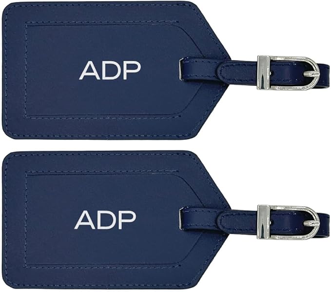 Personalized Monogrammed Leather Luggage Tags - 2 Pack
