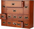 Apothecary Drawers Card Catalog Cabinet with 14 Drawers Wooden Card Catalog Wooden Storage Box for Desktop Organizer (Brown)