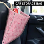 Car Trash Can, Cute Car Trash Bag, Hanging Car Organizer and Storage Bag, Trash Bin for Car Accessories, Vehicle, Travelling, Camping Cute Pink Bow