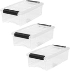 IRIS USA 6 Quart Stackable Plastic Storage Bins with Lids, 3 Pack - BPA-Free, Made in USA - See-Through Organizing Solution, 