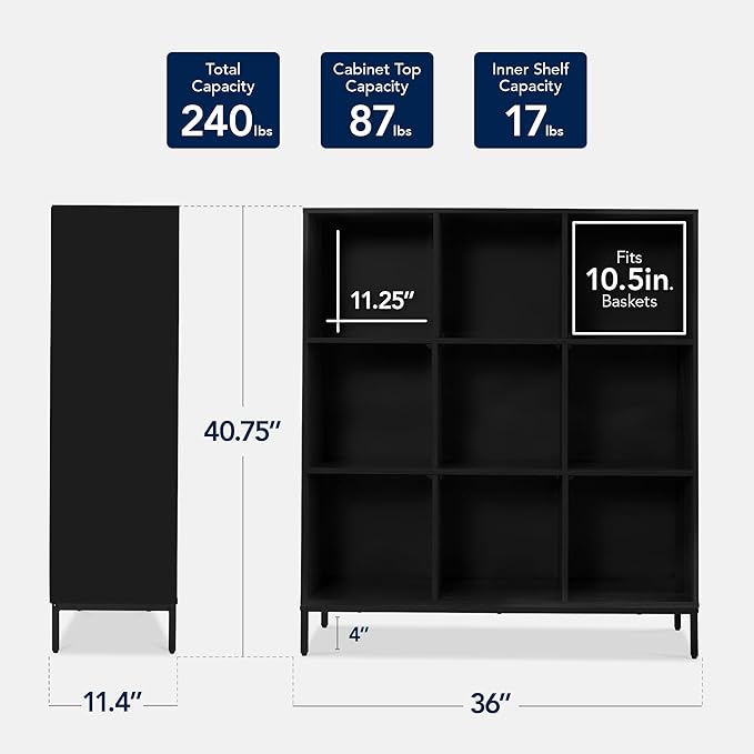 Best Choice Products 9-Cube Bookshelf, 3-Tier Wood Storage Bookcase W/Legs, 11in Shelf Opening, Cube Organizer, Living Room, 