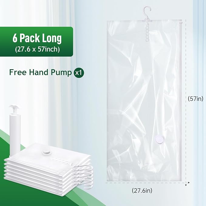 Hanging Vacuum Storage Bags For Clothes With Hand Pump,Coat Storage Bag Hanging,Vacuum Bags For Clothes,Space Saver Vacuum St